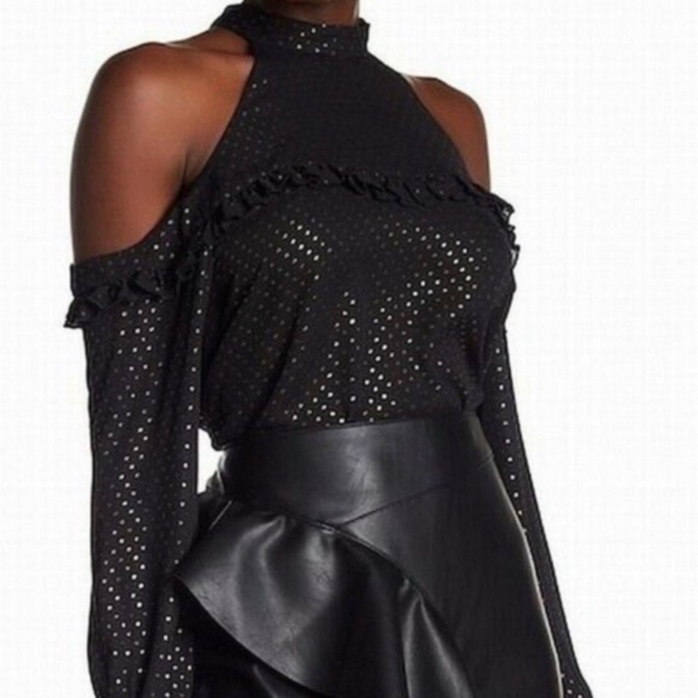 Nordstrom Supply Demand Date Night Top Blouse Halter Choker Sexy Open Shoulder
